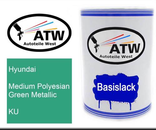 Hyundai, Medium Polyesian Green Metallic, KU: 500ml Lackdose, von ATW Autoteile West.